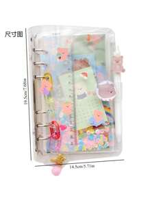 A5 Size Pink Girly Loose-Leaf Journal With Stickers, Transparent Diary Notebook, Schedule Planner