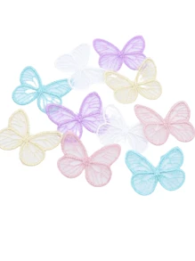 20 Pcs 46x39mm Patches Bordados De Malha Borboleta Requintado Para DIY Headwear Grampos De Cabelo Decoração Roupas Chapéu Acessórios