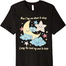 Now I Lay Me Down To Sleep Prayer Cute Catholic Premium T-Shirt - Black - View 1