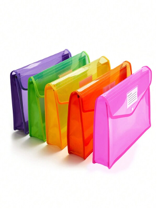 1pc/2pcs A4 Plastic File Folders,Envelope Expanding File Wallet Organizer With Snap Closure And Pocket Waterproof Transparent Document Bag Suitable For School Office Home,Back To School,School Supplies