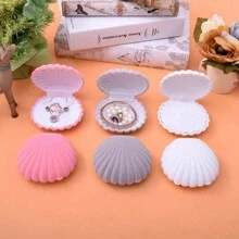 Boîte à bijoux en velours en forme de coquillage charmante - parfaite pour les bagues, boucles d'oreilles, colliers et bracelets - idéale comme cadeau de mariage et de fiançailles, présentoir. Paniers, boîtes et contenants pour l'organisation de la maison, pour le rangement de bijoux