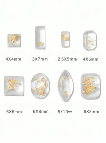 100pcs Transparent Gold Foil Square Rectangular Flat Nail Art Decoration Gold Nail Resin Stone Nail Supplies