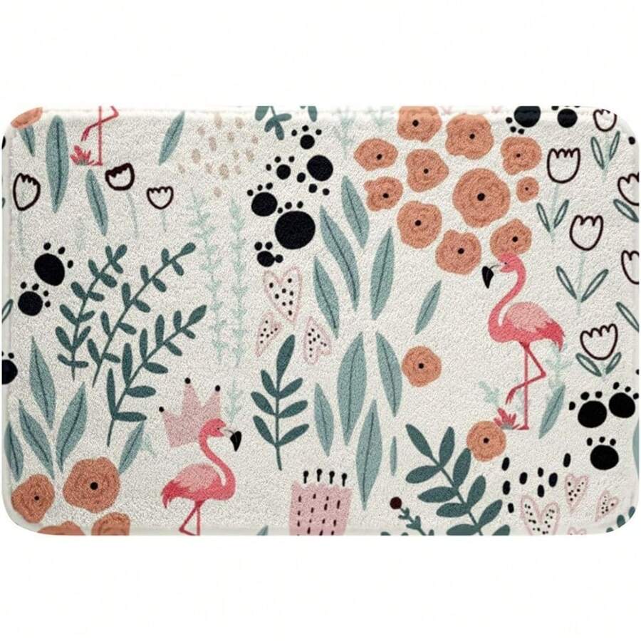 卡哇伊刺猬浴室地毯，卡通刺猬浴室垫，适合儿童女孩男孩，可爱心形叶子花卉浴室地毯美观浴室装饰，爪印动物门垫地毯户外地毯门垫夏季