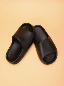 Children's Lightweight Non-Slip Soft-Sole Foam Slippers, Casual & Quick-Drying Strap Black Beach Sandals For Big Kids - Black - View 7