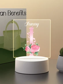 1pc Custom Name Creative Flower Initials Gift 3D Light Illusion LED Night Light Warm Light Birthday Gift Gift Wedding Gift - 3mm Small Square-26 Letters - View 19