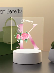 1pc Custom Name Creative Flower Initials Gift 3D Light Illusion LED Night Light Warm Light Birthday Gift Gift Wedding Gift - 3mm Small Square-26 Letters - View 32