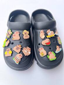 16pcs/Set PVC Soft Jelly Style Charms, DIY Fashion Hole Punch Shoes Accessories, Detachable Beach Sandals Decoration