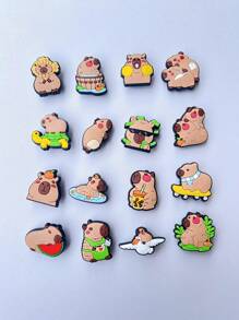 16pcs/Set PVC Soft Jelly Style Charms, DIY Fashion Hole Punch Shoes Accessories, Detachable Beach Sandals Decoration