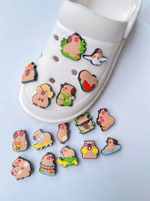 16pcs/Set PVC Soft Jelly Style Charms, DIY Fashion Hole Punch Shoes Accessories, Detachable Beach Sandals Decoration