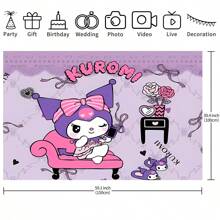 Sanrio 1 Pezzo Di Sfondo Decorativo Per Festa Di Compleanno A Tema cartoni animati Kuromi Viola Di Sanrio, Decorazioni Per Doccia, Decorazioni Per Camera Da Letto, Telo Da Parete, Sfondi Fotografici, Dimensioni 210 x 150 x 100 cm / 100 x 75 cm