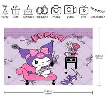 Sanrio 1 Pezzo Di Sfondo Decorativo Per Festa Di Compleanno A Tema cartoni animati Kuromi Viola Di Sanrio, Decorazioni Per Doccia, Decorazioni Per Camera Da Letto, Telo Da Parete, Sfondi Fotografici, Dimensioni 210 x 150 x 100 cm / 100 x 75 cm