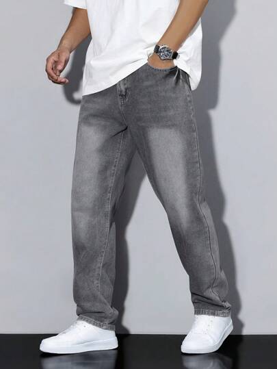 Teenager Jungen EU/US Stil graue schlanke gerade geschnittene Freizeithose