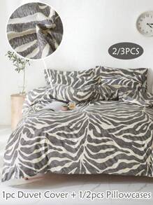 Juego de Edredón de 2/3 piezas con estampado de cebra, estilo minimalista y moderno apto para todas las estaciones (1 Edredón + 1/2 Fundas de Almohada) de Poliéster