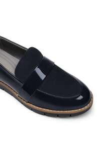 Women Loafers Arch Support Slip-On Round Toe Wedge Heel Loafers Classic Style Comfortable Business Casual Work Daily Shoes - 藍色 - 查看 7