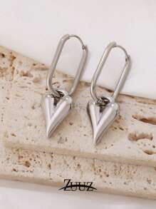 1 Đôi bông tai mặt dây chuyền hình trái tim bằng thép không gỉ kiểu cổ điển, trang sức đeo hàng ngày, quà tặng cho bạn gái, mẹ, chị gái. - Hoa tai - Xem 7