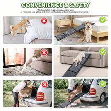 Longest 71" Large Dog Car Ramp,Folding Dog Ramp For Stairs With Anti-Slip Rug Surface,Pet Ramp For Dogs To Get Into A Car,SUV & Trucks,Dog Ramps For Large Medium Small Dogs Up To 250Lbs - Black - View 3