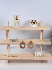 1pc 1-4 Tier Jewelry Display Stand, Wooden Tabletop Storage Organizer Rack, Multi-Purpose For Living Room, Kitchen, Garden, Dorm, Bathroom, Study, Plant Pot Shelf, Decoration Showcase Holder Back To School
