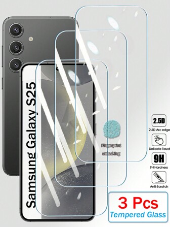3Pcs 9H 2.5D Tempered Glass Screen Protector Compatible With Samsung Galaxy S25 S24 Plus Ultra S21 S22 S23 + Plus S21+ S22+ S23+ S24+ S25+ Clear Protective Cover Glass Film Ultrasonic Fingerprint Unlocking Gift For Birthday, Family, Friends Phone Screen Protector, Phone Accessories Waterproof Shockproof Anti-Fall Anti-Fall Scratch Resistant Anti-Fingerprint Full Cover