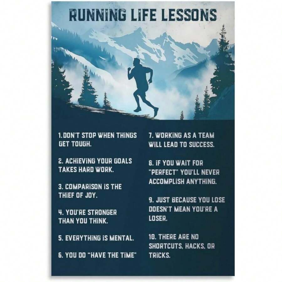 Framed-Poster Running Life Lessons Wall Art Dance Motivational Quote Poster Canvas Wall Art Posters Be Usde For Room Aesthetics And Decor Poster Decorative Painting Canvas Wall Art Living Room Posters Bedr High Quality,For New Year, Valentinc'S Day, Living Room, Bathroom, Bedroom, Kitchen