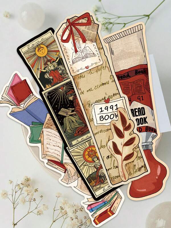 Set de 30 marcapáginas de papel con diseños de libros de dibujos animados retro divertidos, para estudiantes, lectores, biblioteca, oficina, marcado de páginas, útiles escolares, vuelta al colegio
