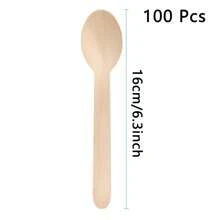 25/50/100/200/300 Stücke 16 cm Holzlöffel und -gabeln, Klasse A, Einweg, geeignet für Salate, Nudeln, Abschlussfeiern, Geburtstage, Camping, Restaurants, Outdoor, Zusammenkünfte, Familienereignisse
