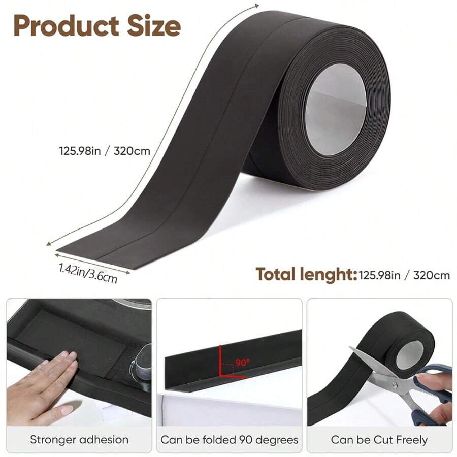 Updated Enhanced Adhesive Tape, Waterproof Self-Adhesive, Replacement For Traditional Caulk And Sealant, Protectors For Bathroom, Toilet, Sink, Bathtub, Floor And Wall Edges - White - View 1