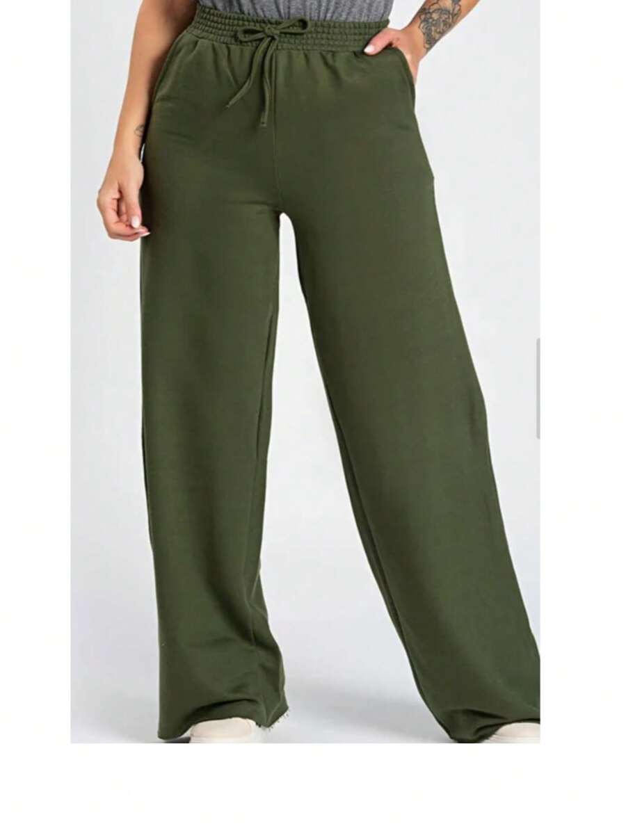 Sweatpants In Fleece Boutique Fashion - Comfort, Style And Sophistication! - Army Green - View 1