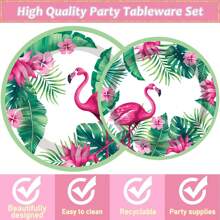 50pcs SetFlamingo First Birthday Decorations - Flamingo Birthday Party Supplies, Plate, Napkin, Cup, Cutlery, Tropical Hawaiian Flamingo Party Decorations For Birthday - Multicolor - View 4