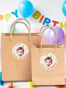 54/108/270/540pcs Kids Birthday Sticker Personalized Birthday Sticker Custom Kid Birthday Sticker, Birthday Photo Stickers. Personalized Stickers With Photo And Text For Your Guests' Gifts, Personalized Self-Adhesive Round Sticker Labels Suitable For Adults, Children Back To School