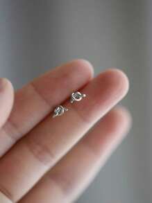 1 Pair Minimalist & Elegant S925 Sterling Silver Heart Shape Zirconia Stone Small Stud Earrings, Daily Wear Or Gift For Women On Festivals, Anniversaries