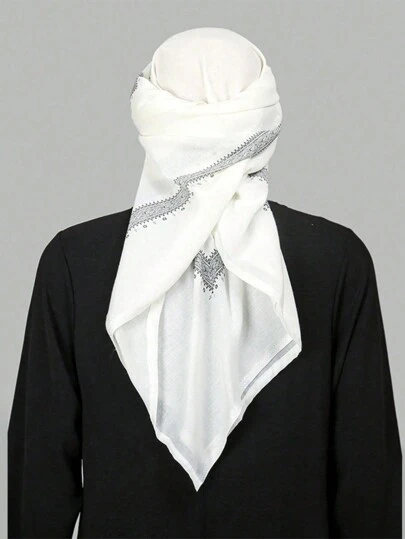 1pc Turban Hijab Islamic Traditional Costumes Print Shawl Scarf Bandana, Holiday, Travel, Festival,