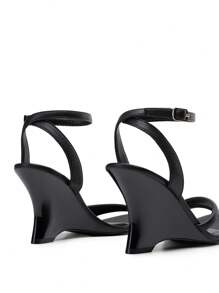 Women's Wedge Sandals Fashion Special-Shaped Ankle Strap High Heels Valentine's Day Summer Party Dance Shoes - màu đen - Xem 8