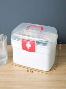 1pc Compact First Aid Box, Simple Portable Hand-Held Medical Supply Storage Container, Dust-Proof Household Medicine Organizer Box For Home And Outdoor Use - Multicolor - View 15