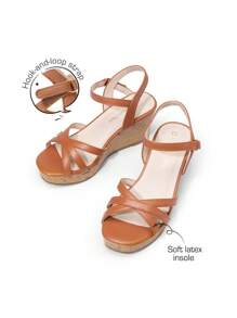 Girls Wedge Sandals Flatform Open Toe Summer Platform Sandals Flower Wedding Party For Little Kid/Big Kid - 棕色 - 查看 7