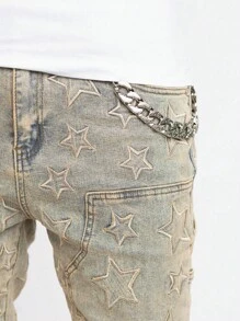 Jeans rectos informales con bolsillos para hombre