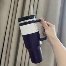 Large-Capacity 40-Ounce Stainless Steel Material, Vacuum Insulation, Mug Water Bottle, With Handle, Straw And Leak-Proof Cap, Super Large Capacity Water Cup, Stainless Steel Portable Water Bottle, Equipped With Straw And Handle, Using Vacuum Insulation Technology, Large-Capacity Double-Layer Vacuum Insulated Bottle, With Large Capacity, Suitable For Sports, Travel, Outdoor Activities, Fitness, Office Use, Teacher Gifts, Valentine's Day Gifts, Birthday Gifts, Thanksgiving Gifts, Christmas Gifts, Halloween Gifts, Halloween Party Gifts, Party Supplies, Etc. Scenarios. - Purple - View 3