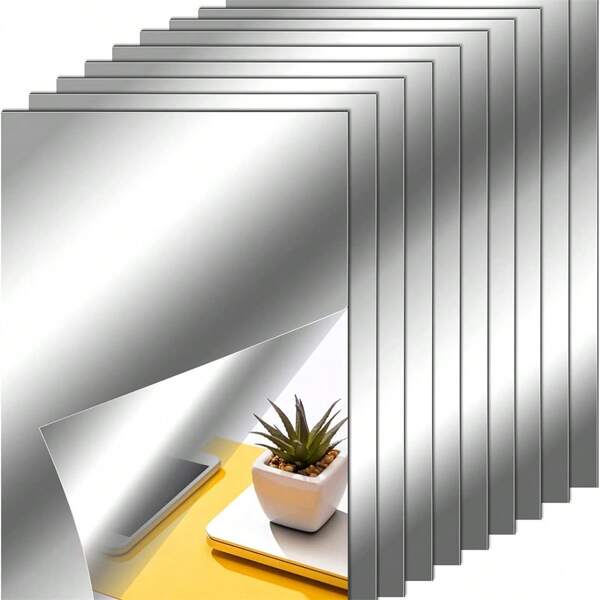 6/10 Peças Espelho Acrílico Autoadesivo - Azulejos de Espelho sem Moldura, Folhas de Espelho Flexível Sem Vidro, Adesivos de Espelho Retangulares Pequenos, Pratos, para Decoração de Paredes de Casa, Mesas Centrais, Arte de Parede, Decoração de Quarto, Decoração de Casa, Papel de Parede da Sala de Estar, Adesivos de Parede, Decorações de Festa, Decoração da Sala de Estar, Decoração do Quarto, Decoração de Escritório, Itens de Decoração Doméstica, Adesivos Personalizados