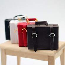 4 Colors Mini Suitcase, Mini Briefcase, Mini Handbag, Faux Leather Suitcase, Decorative Ornaments, Miniature Model, Dollhouse Accessories, Micro Landscape Decor, Photography Props, Pretend Play Toy