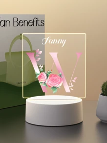1pc Custom Name Creative Flower Initials Gift 3D Light Illusion LED Night Light Warm Light Birthday Gift Gift Wedding Gift - 3mm Small Square-26 Letters - View 8