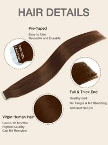 20pcs Tape In Hair Extensions Real Human Hair 12-24 Inch Natural High Quality Human Hair Invisible Tape In Hair Extensions Human Hair Extensions Real Human Hair Extensions 12-20 Inch Straight Hair Human Hair Providing A Natural-Looking Hair Extensions For Women Hair Extensions 2-3 Packs To Add The Legth - S4 - View 6