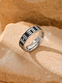 1 Stück vintage, abgenutzt aussehender Edelstahl-Herrenring Accessoire - Ring - Übersicht 3