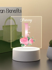 1pc Custom Name Creative Flower Initials Gift 3D Light Illusion LED Night Light Warm Light Birthday Gift Gift Wedding Gift - 3mm Small Square-26 Letters - View 21
