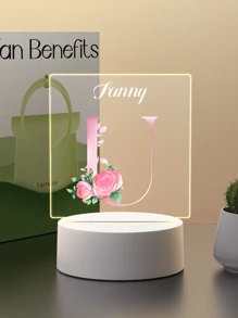 1pc Custom Name Creative Flower Initials Gift 3D Light Illusion LED Night Light Warm Light Birthday Gift Gift Wedding Gift - 3mm Small Square-26 Letters - View 15