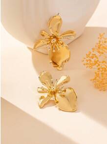 时尚优雅的热带金属金花缠绕螺旋开口袖口手链，适合女性日常、聚会、度假；可单独佩戴或与耳环、戒指搭配佩戴 - 金黃色 - 查看 13