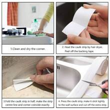 Updated Enhanced Adhesive Tape, Waterproof Self-Adhesive, Replacement For Traditional Caulk And Sealant, Protectors For Bathroom, Toilet, Sink, Bathtub, Floor And Wall Edges - White - View 9