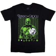 Official Movie T-Shirt |  Mando & Grogu Neon - 48-Hour Fast Shipping!  - Black - View 1