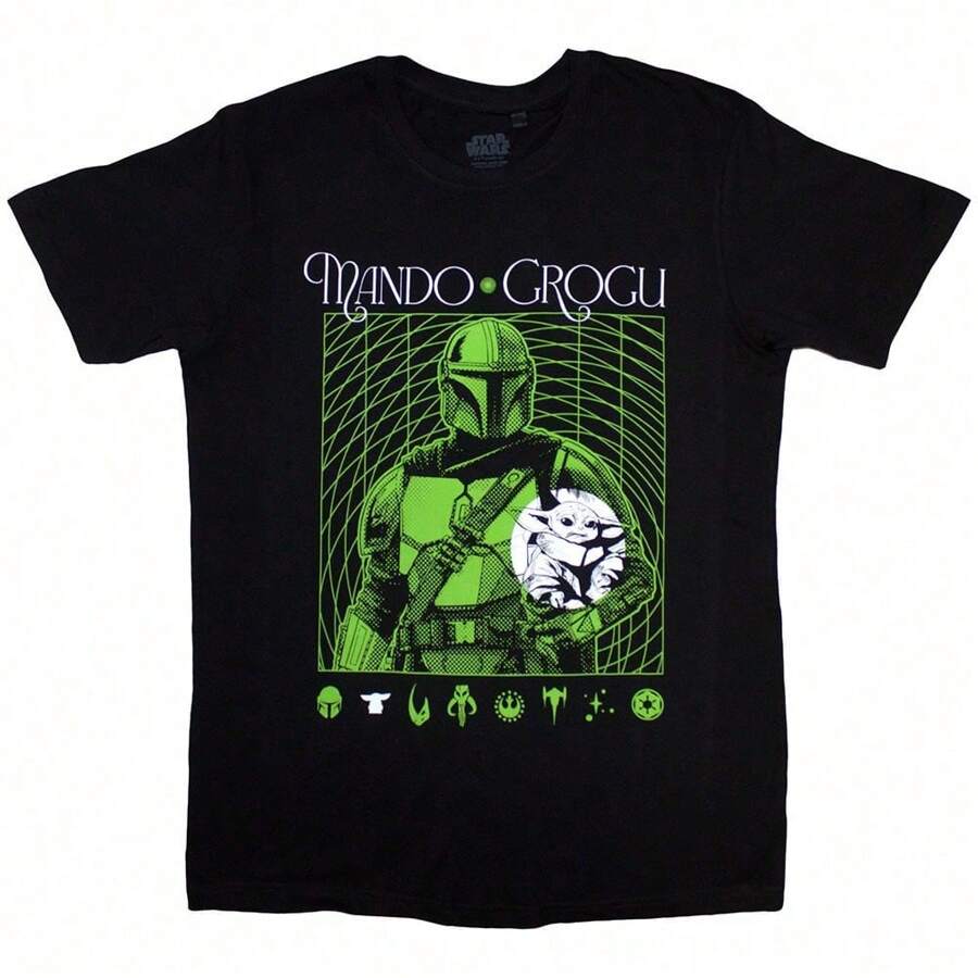 Official Movie T-Shirt | Mando & Grogu Neon - 48-Hour Fast Shipping! - Black - View 1