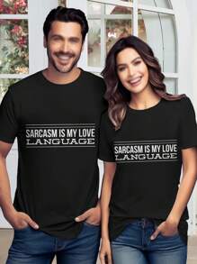 Lovers T-Shirts Sarcasm Is My Love Language - Funny Sayings T-Shirt (Funny Quotes Gift Hilarious Jokes Humor Quote Humorous Gift Sayings Phrases For Women) - Black - View 1