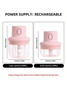 1Pc Electric Garlic Pounder Family Outdoor Party Mixer Three-Blade Mixing Is Safe, Stable And Fast Convenient And Quick To Clean, Easy To Carry Outdoor Appliances, Takes Up Little Space Suitable For Mixing Garlic, Peppers, Vegetables, Etc.