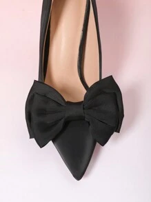 1 Pair (2pcs) Removable DIY Shoe Accessories Decorative Bows, Fashion & Elegant Shoe Clips For Dress Shoes, High Heels, Pumps, Pink, Gray, Burgundy, Green, White, Black, Apricot, Fuchsia, Light Pink, Beige - Black - View 5